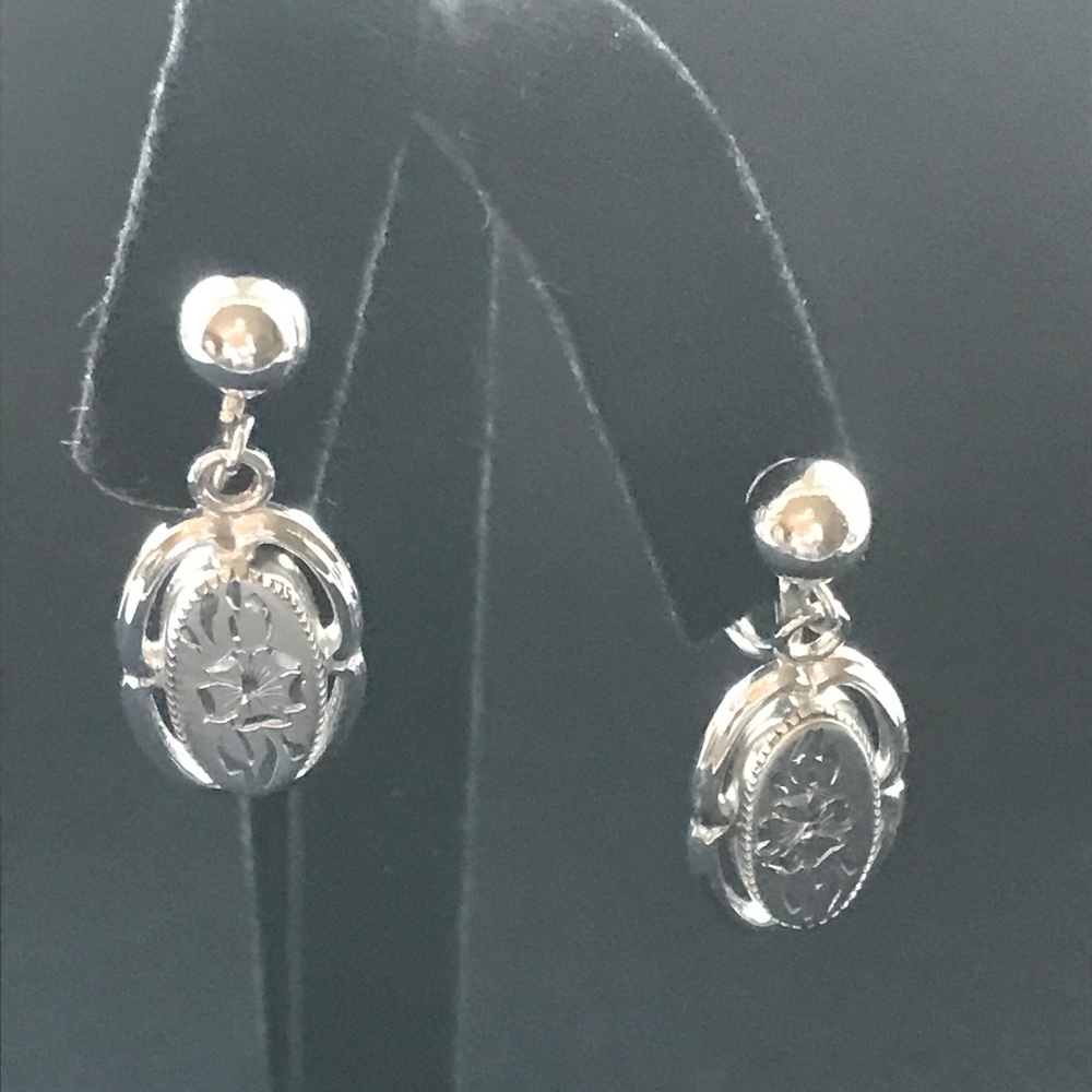 12K GMS GF White Gold Vintage Drop Clip-on Earrings